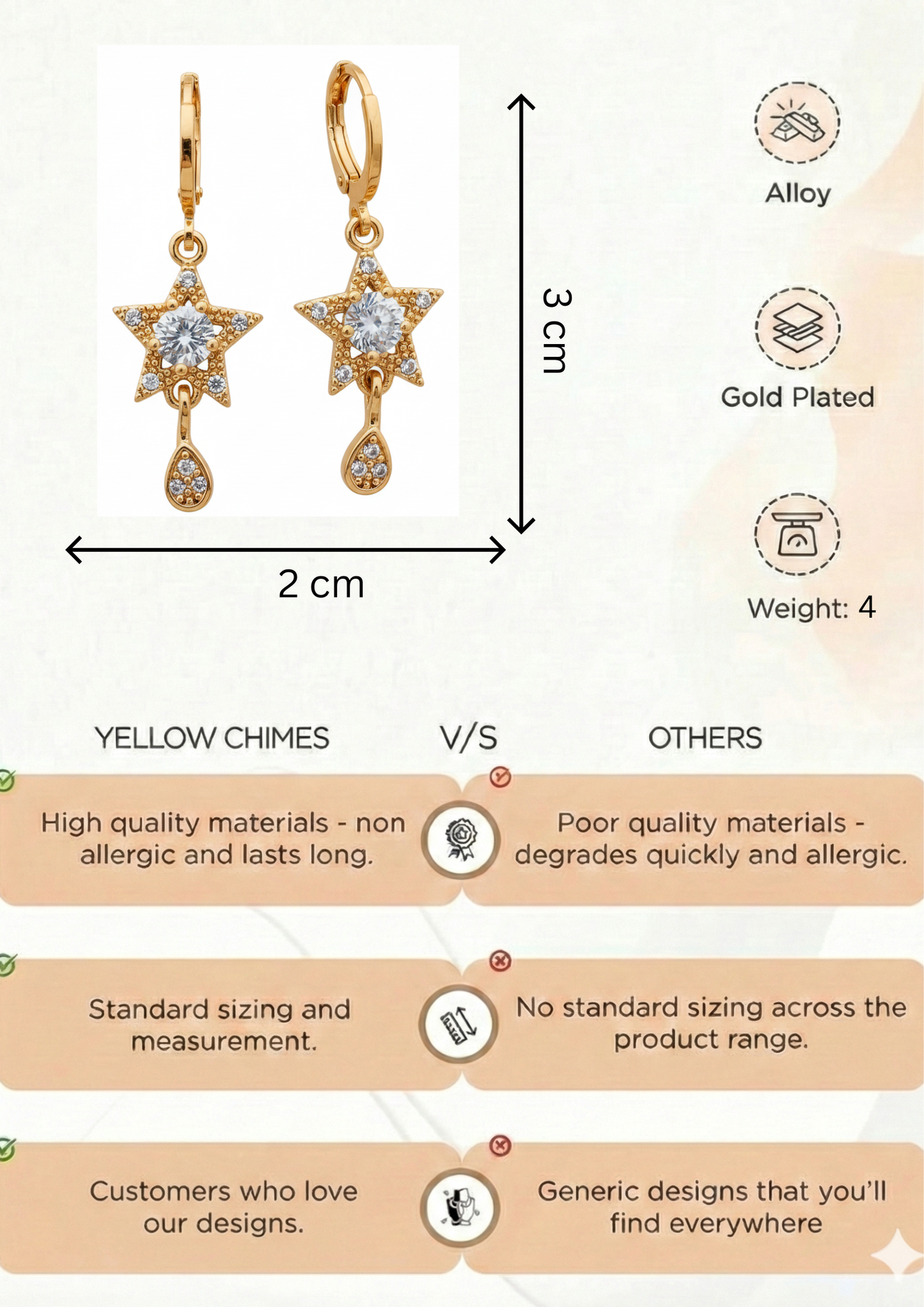 Rose Gold Lightweight Earrings for Women