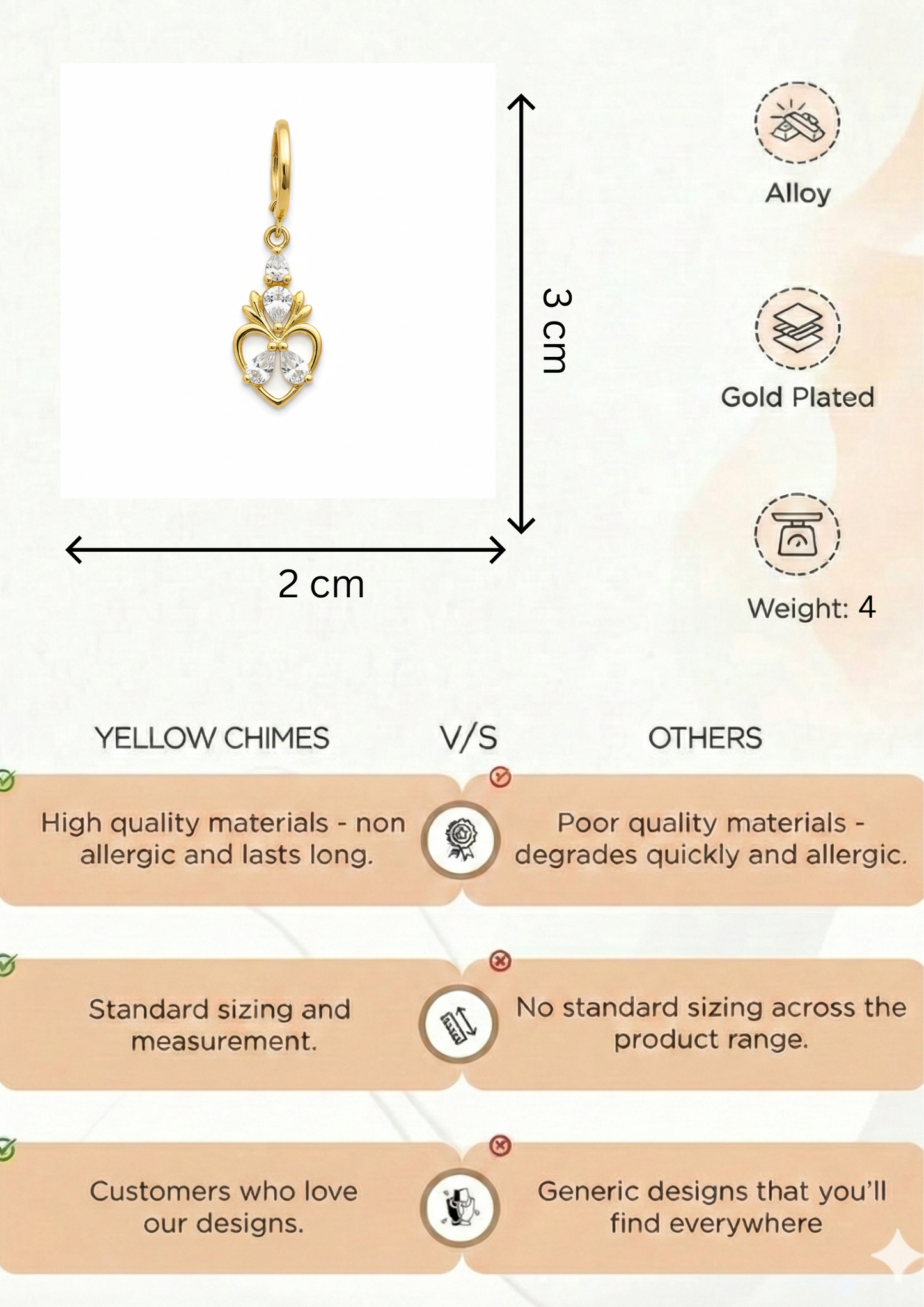 Rose Gold Lightweight Earrings for Women