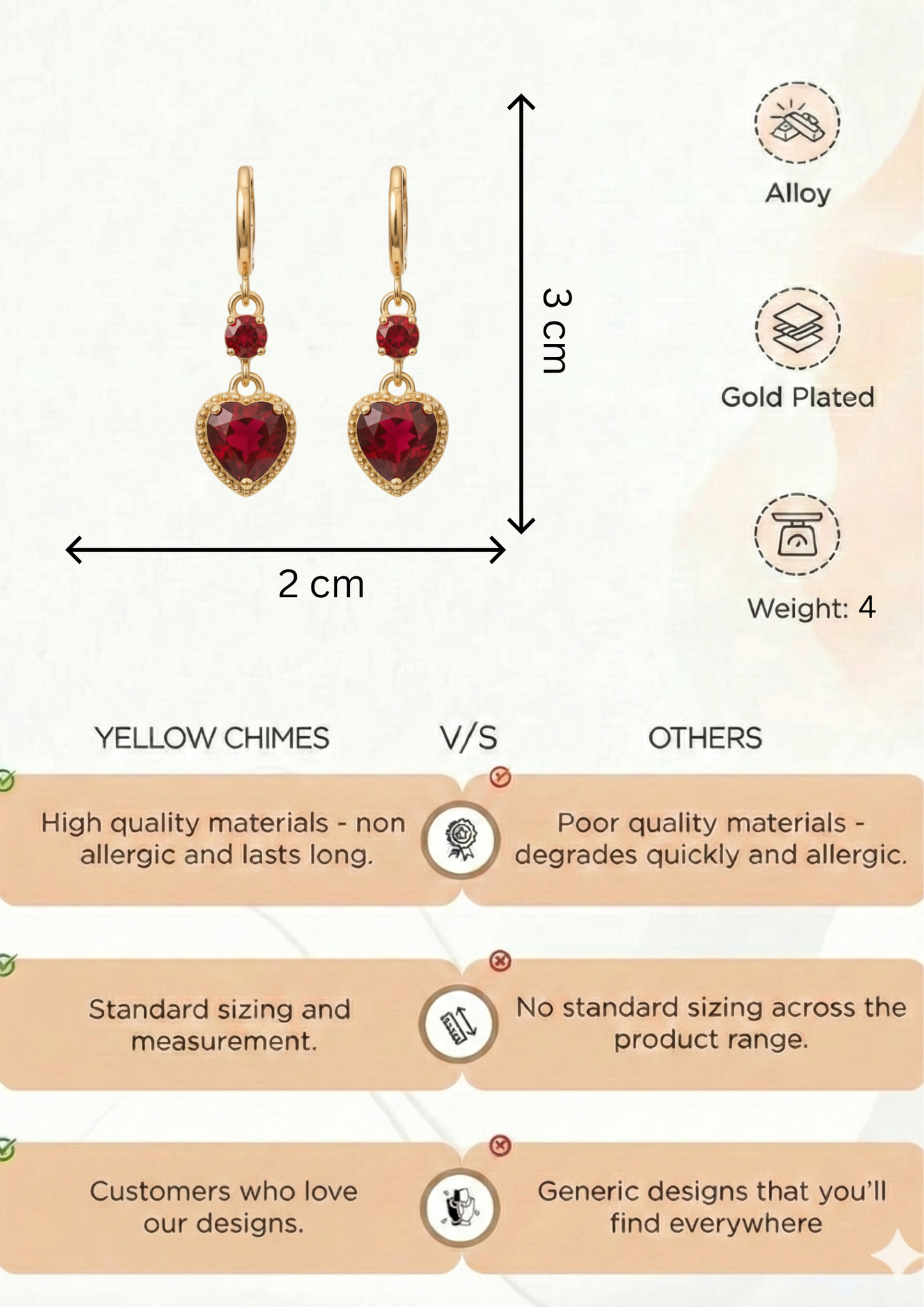 Rose Gold Lightweight Earrings for Women