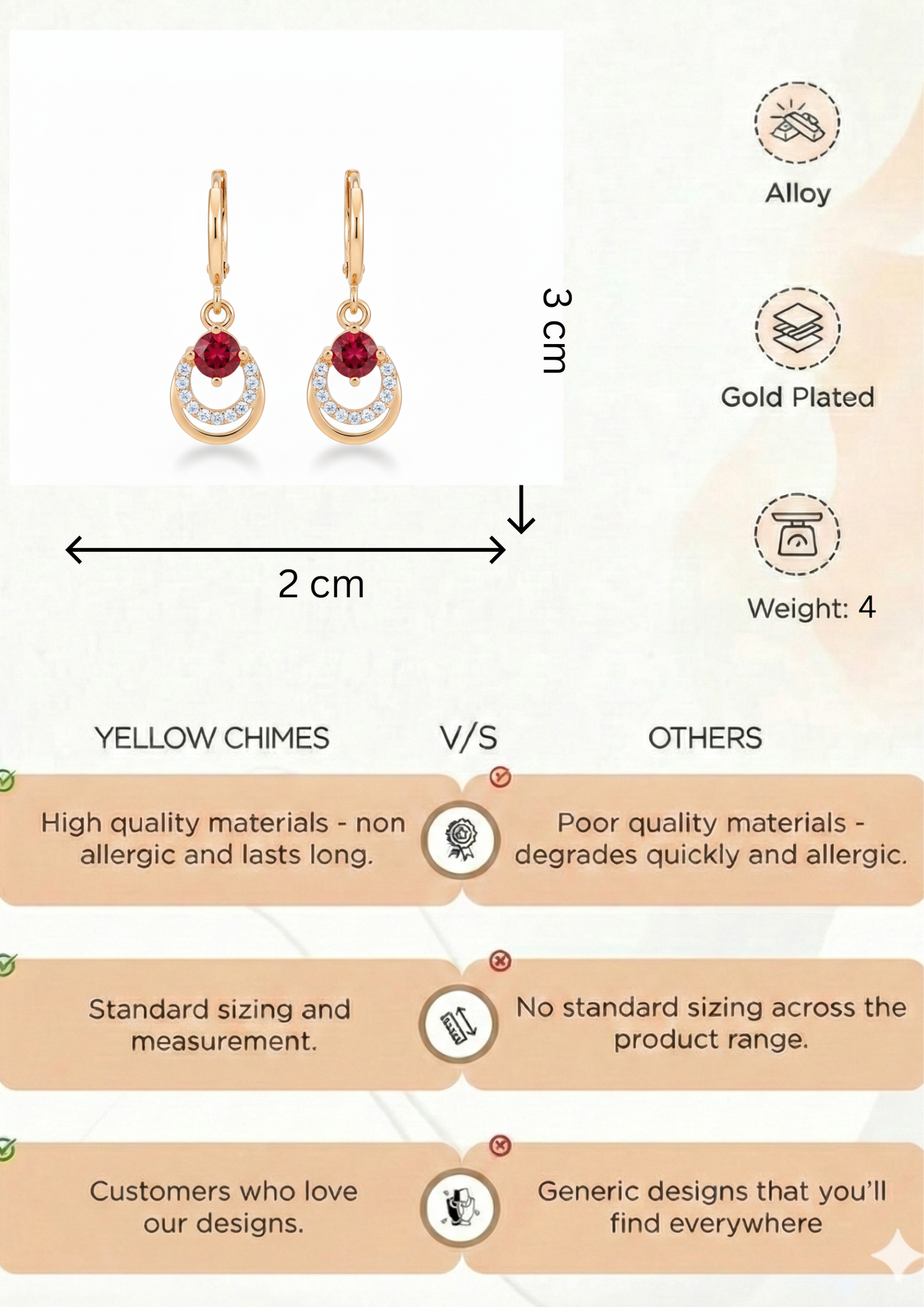 Rose Gold Lightweight Earrings for Women