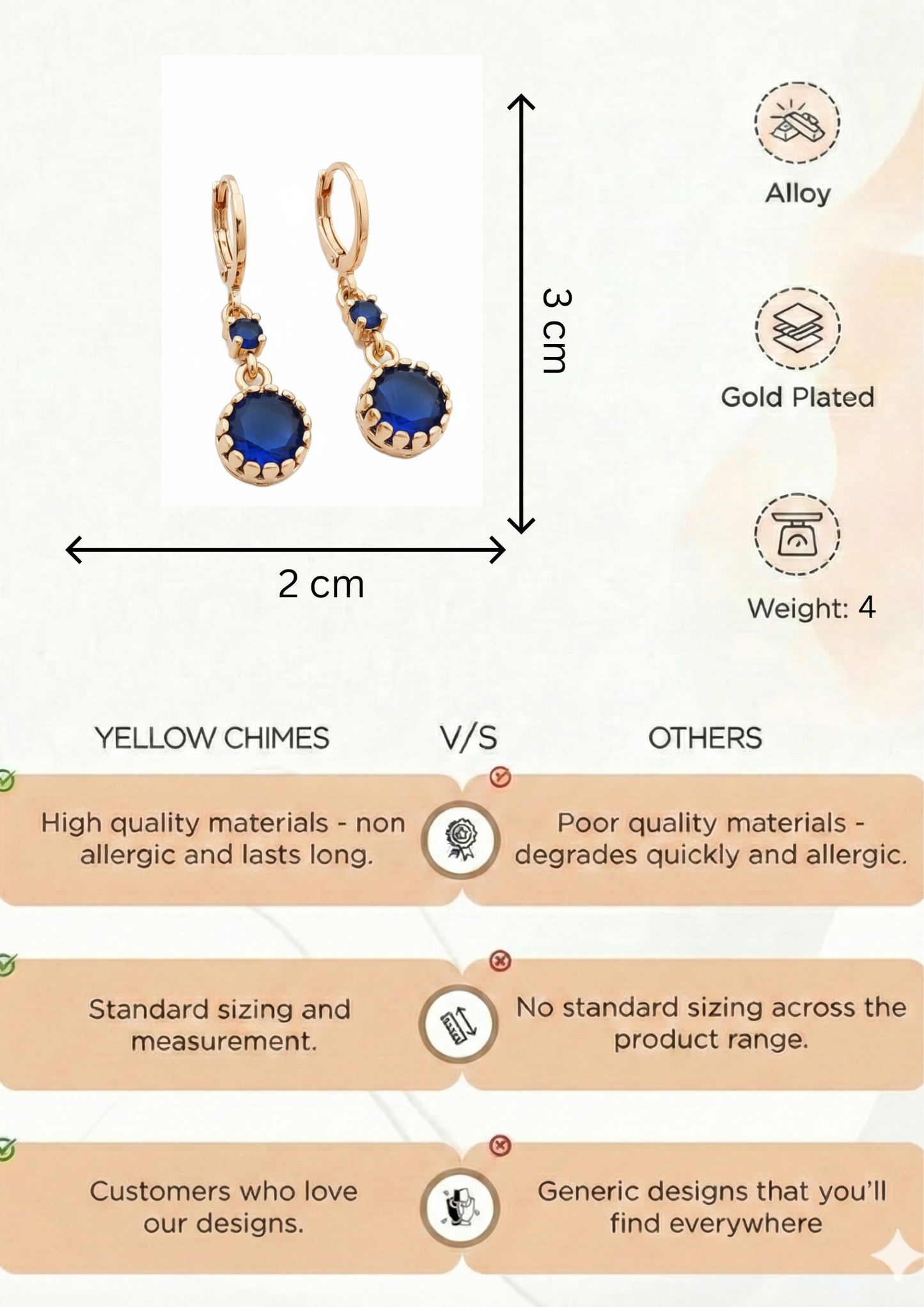 Rose Gold Lightweight Earrings for Women