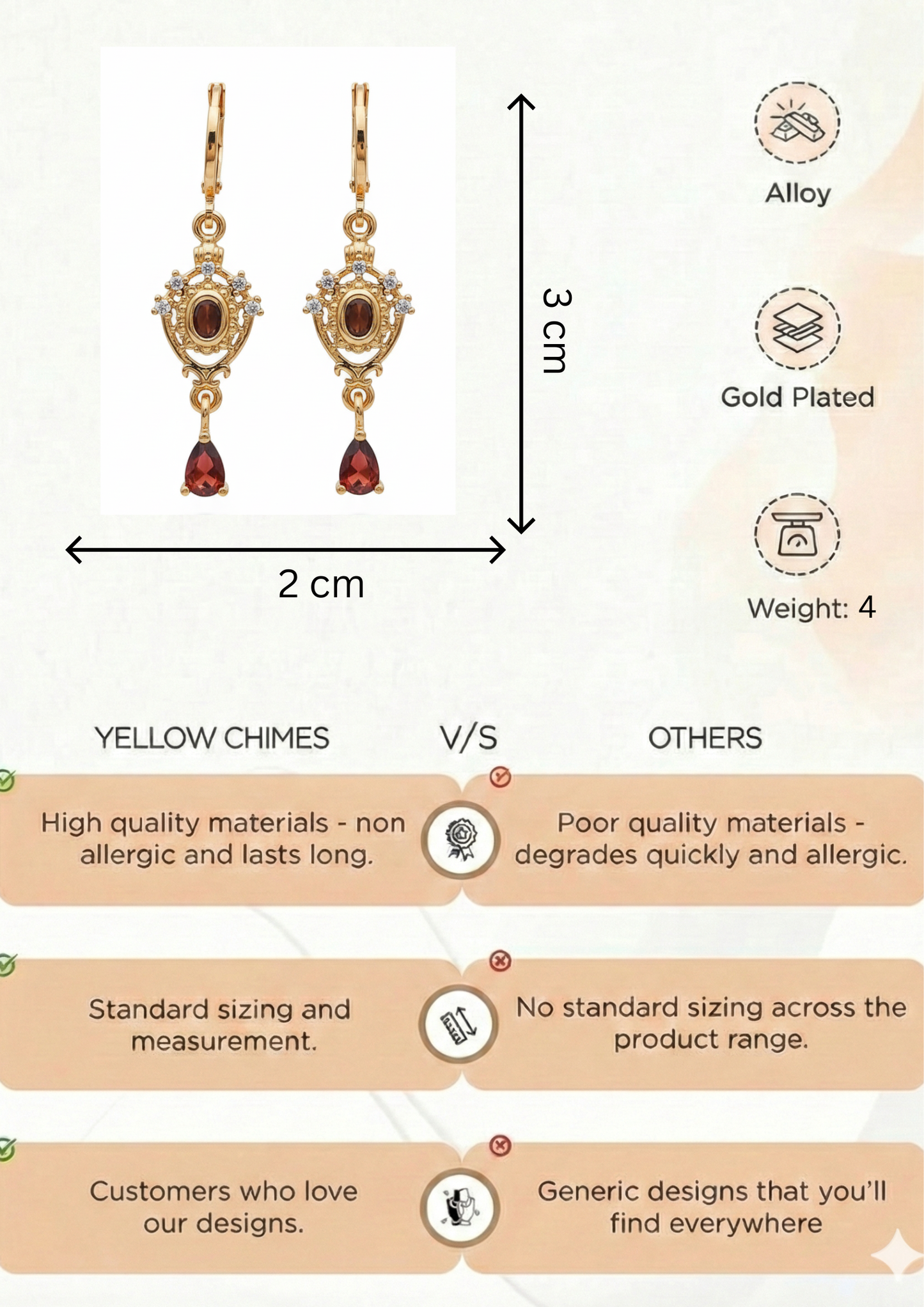 Rose Gold Lightweight Earrings for Women