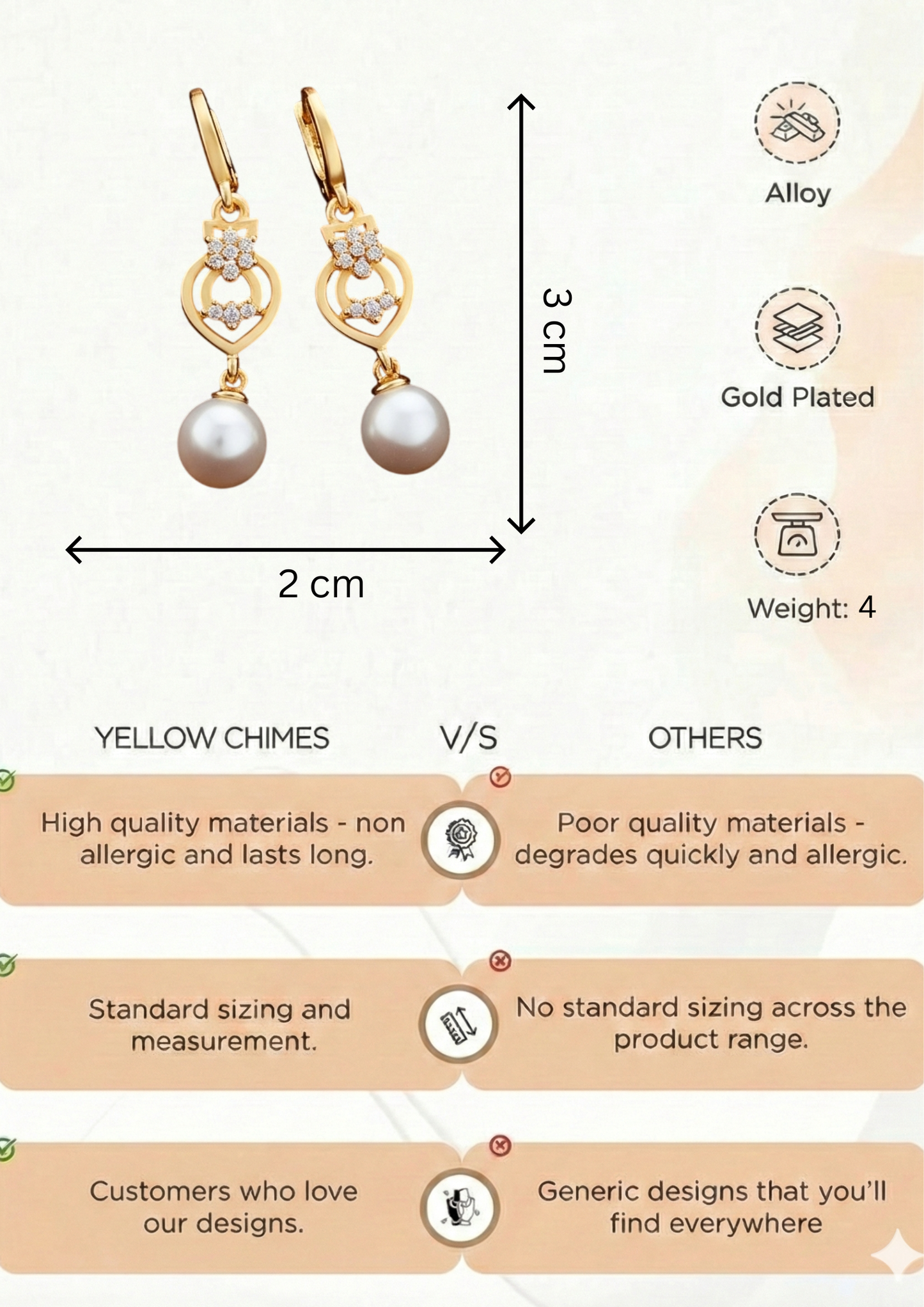 Rose Gold Lightweight Earrings for Women