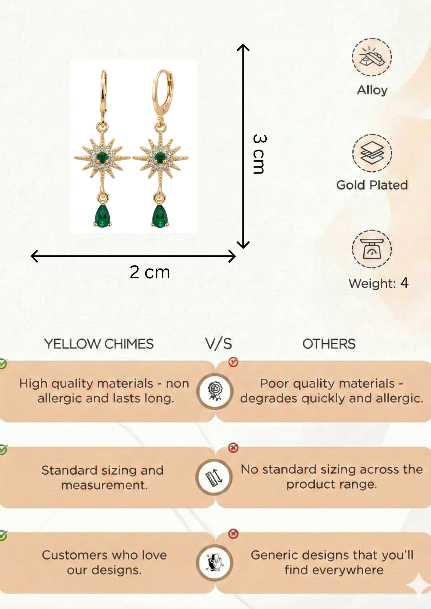 Rose Gold Lightweight Earrings for Women